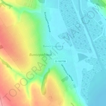 Vynohradivka topographic map, elevation, terrain