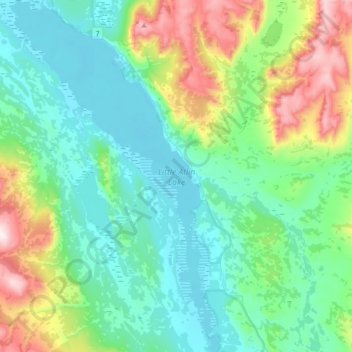 Little Atlin Lake topographic map, elevation, terrain