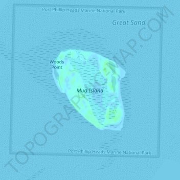 Mud Island topographic map, elevation, terrain
