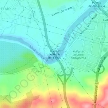 Río Guadalquivir topographic map, elevation, terrain