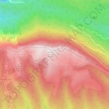 Montagne de Lure topographic map, elevation, terrain