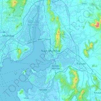 Topographic Map Of Mumbai Navi Mumbai Topographic Map, Elevation, Relief