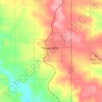 Three Hills Alberta Map Three Hills Topographic Map, Elevation, Relief