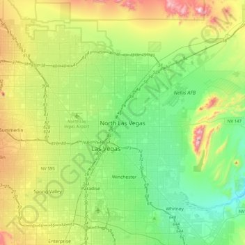 Elevation Map Of Las Vegas North Las Vegas Topographic Map, Elevation, Relief