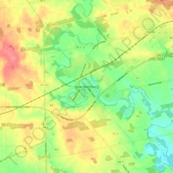New Hamburg Ontario Map New Hamburg Topographic Map, Elevation, Relief