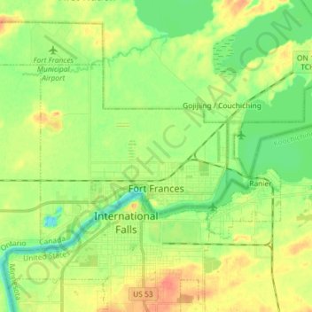 Fort Frances Ontario Map Fort Frances Topographic Map, Elevation, Relief