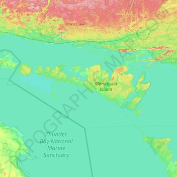 Manitoulin District topographic map, elevation, relief