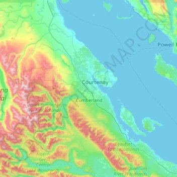 Comox Valley Regional District topographic map, elevation, relief