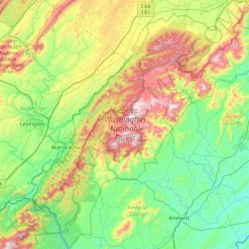 National Forest Topo Maps George Washington National Forest Topographic Map, Elevation, Relief