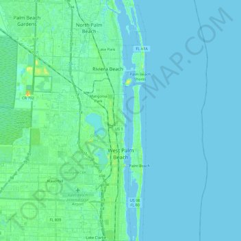 West Palm Beach Map West Palm Beach Topographic Map, Elevation, Relief