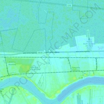 Garyville topographic map, elevation, relief