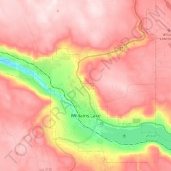 Williams Lake topographic map, elevation, relief