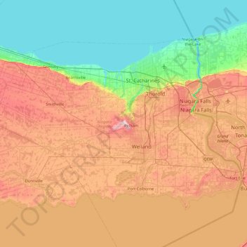 Map Of Niagara Region Niagara Region Topographic Map, Elevation, Relief