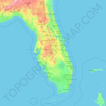 Florida topographic map, elevation, relief