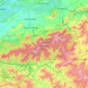 Map Of Smoky Mountains Great Smoky Mountains National Park Topographic Map, Elevation, Relief