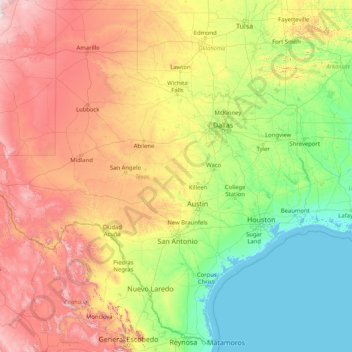 Topographical Map Of Texas Texas Topographic Map, Elevation, Relief