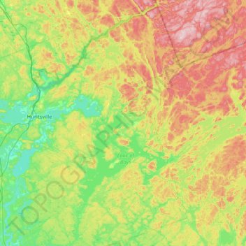 Lake of Bays topographic map, elevation, relief