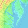 Chesapeake Bay topographic map, elevation, relief