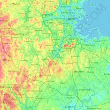 Norfolk County Topographic Map Elevation Relief