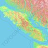Vancouver Island topographic map, elevation, relief