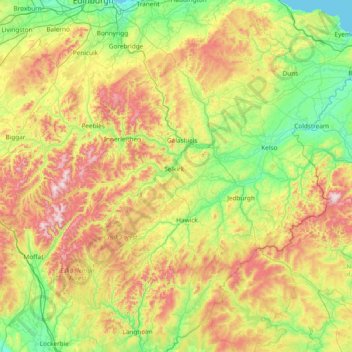 Map Of Scottish Borders The Scottish Borders Topographic Map, Elevation, Relief