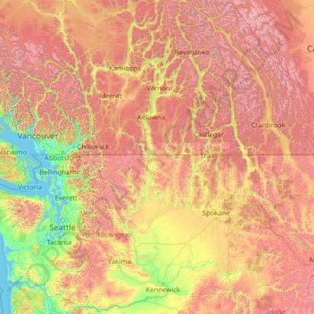 Map Of Columbia River Columbia River Topographic Map, Elevation, Relief