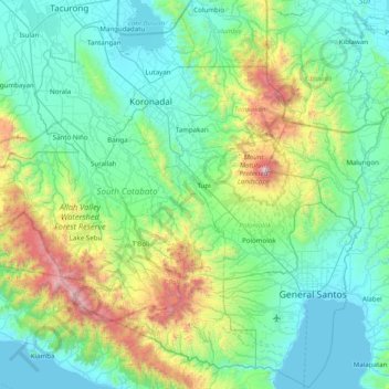 Mapa Ng South Cotabato South Cotabato Topographic Map, Elevation, Relief