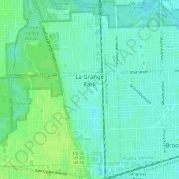 La Grange Il Map La Grange Park Topographic Map, Elevation, Relief