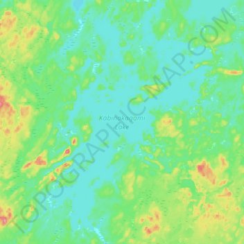 Kabinakagami Lake topographic map, elevation, relief