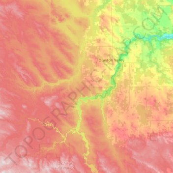 Brazeau County topographic map, elevation, relief