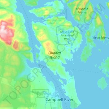 Map Of Quadra Island Bc Quadra Island Topographic Map, Elevation, Relief