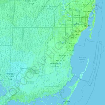 Miami Dade County Map Miami-Dade County Topographic Map, Elevation, Relief