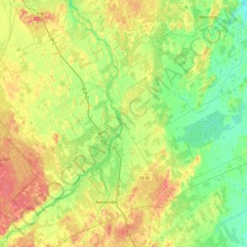 Ottawa topographic map, elevation, relief