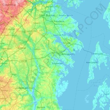 Anne Arundel County Map Anne Arundel County Topographic Map, Elevation, Relief