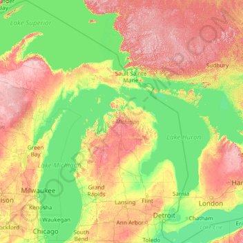 Topographical Map Of Michigan Michigan topographic map, elevation, relief