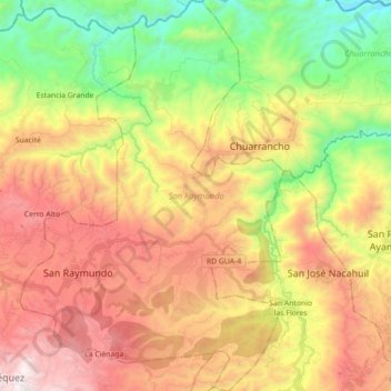 San Raymundo Guatemala Map San Raymundo Topographic Map, Elevation, Relief