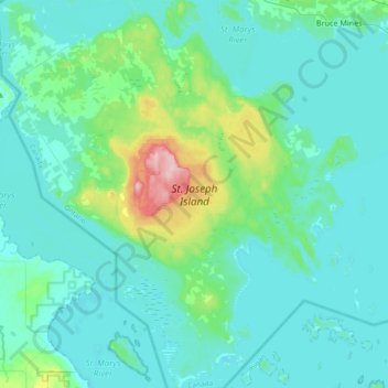 Map Of St Joseph Island St. Joseph Island Topographic Map, Elevation, Relief