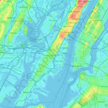 Map Of Hudson County Nj Hudson County Topographic Map, Elevation, Relief