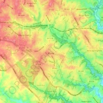 Fairfax County Topographic Map Burke Topographic Map, Elevation, Relief