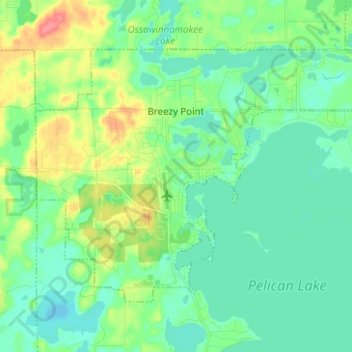 Map Of Breezy Point Mn Breezy Point Topographic Map, Elevation, Relief