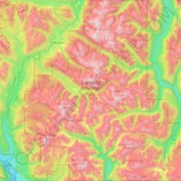 Garibaldi Provincial Park topographic map, elevation, relief