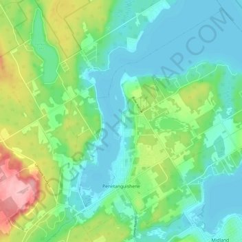 Penetanguishene topographic map, elevation, relief