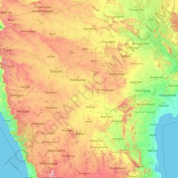 River Krishna In India Map Krishna River Topographic Map, Elevation, Relief