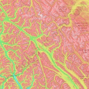 Area A (Kicking Horse/Kinbasket Lake) topographic map, elevation, relief