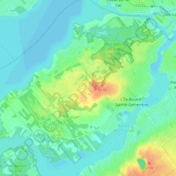 Ile Bizard Topographic Map Elevation Relief