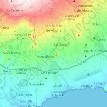 San Miguel Tenerife Map San Miguel De Abona Topographic Map, Elevation, Relief