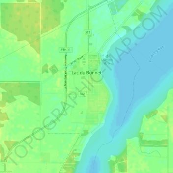 Lac Du Bonnet Map Lac Du Bonnet Topographic Map, Elevation, Relief