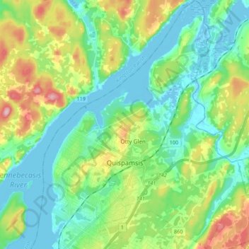 Map Of Quispamsis Nb Quispamsis Topographic Map, Elevation, Relief