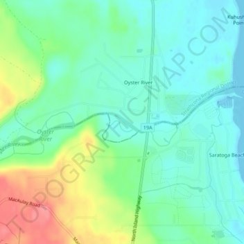 Oyster River topographic map, elevation, relief